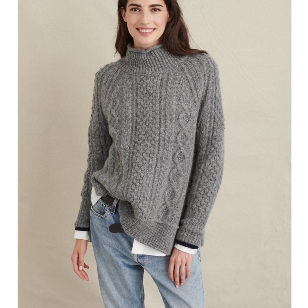 Alex Mill Cable Knit Sweater XS Grey Wool Alpaca Blend Chunky Knit
